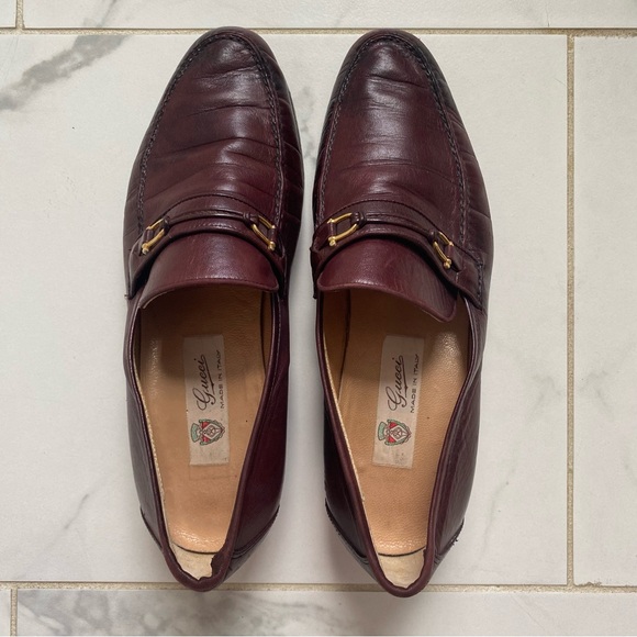 Vintage 1980s 80s Gucci Horsebit Loafers Size 40 Made in Italy Dark Red Burgundy - Picture 3 of 11